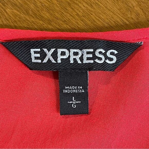 Express Light Red Smock Front Long Sleeve Peasant Boho Shirt Top Blouse Size L - Picture 2 of 9